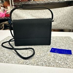 Stuart Weitzman Black‎ Fabric Flap Evening Bag Vintage w/ detachable Strap